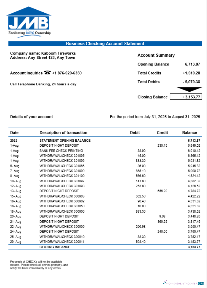 Download Mortgage Bank organization checking account statement Word and PDF format Photoshop template